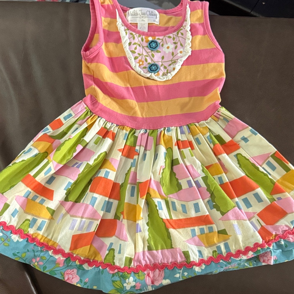 Matilda Jane Pink and Yellow Striped Kids Dress